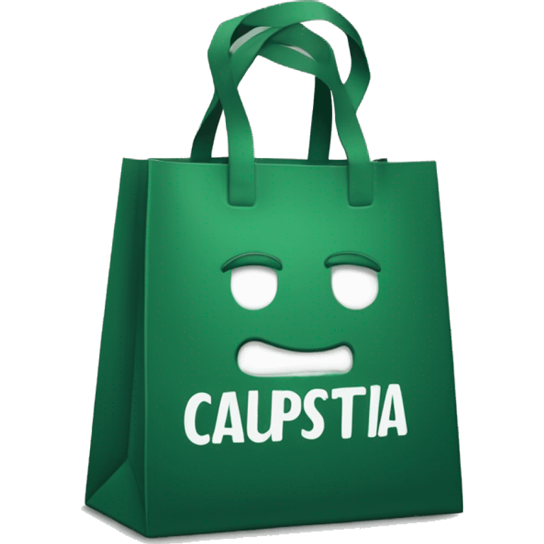 Dark green shopping bag with inscription «CAPUSTA» emoji