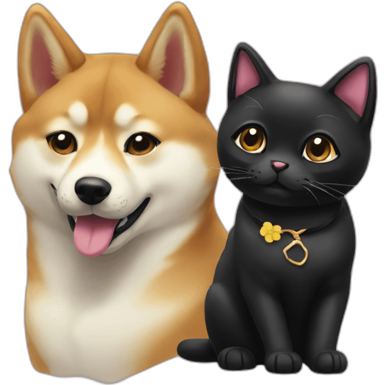 lovely shibainu & black cat emoji