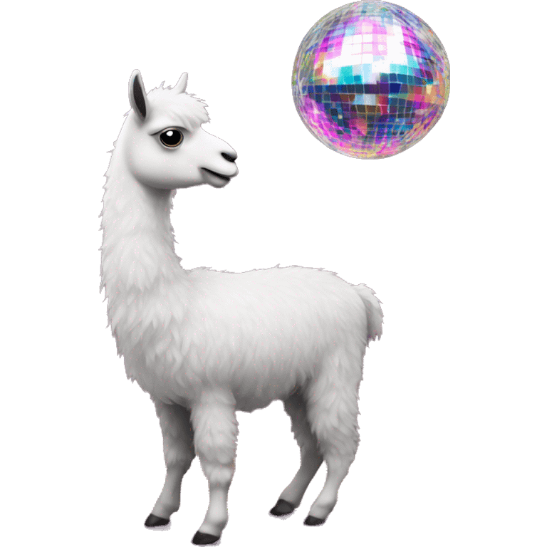 Party lama in livingroom with discoball emoji