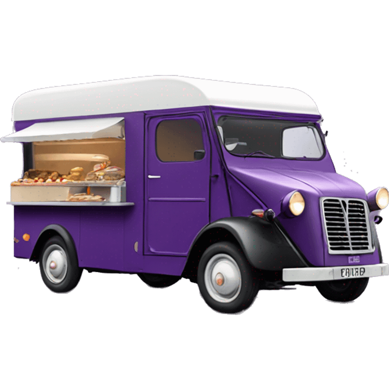 Dark purple vintage citroen type h food truck emoji