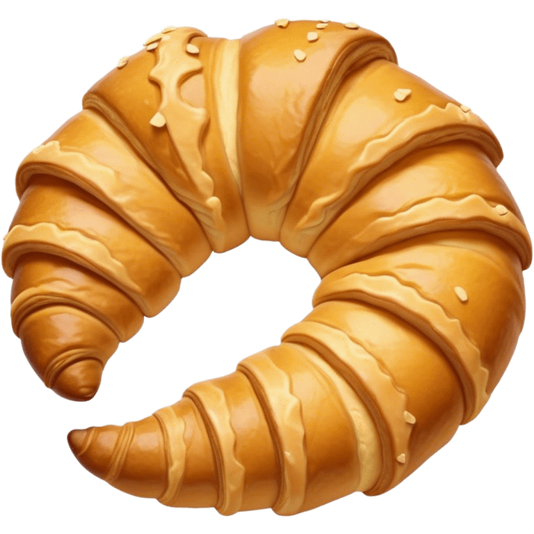 Cinematic Realistic Croissant Pastry Emoji, depicted as a flaky, buttery crescent with a golden, crisp exterior rendered with exquisite detail and warm, inviting lighting. emoji