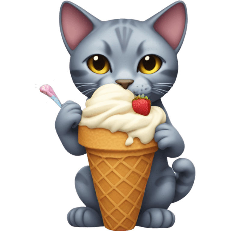 A shpynx cat eating ice cream emoji