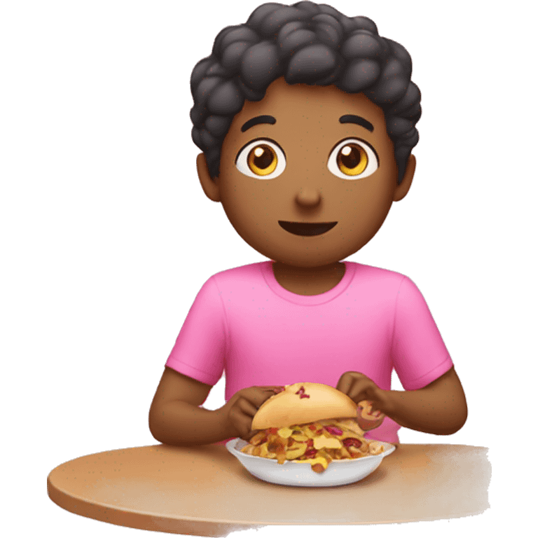  person wearing pink shirt eating left overs emoji