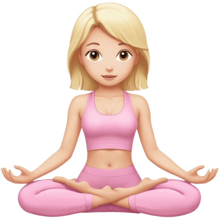 blonde yoga girl light pink clothes n emoji