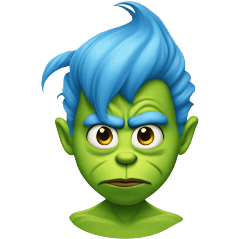 grinch with blue hair low taper fade  emoji