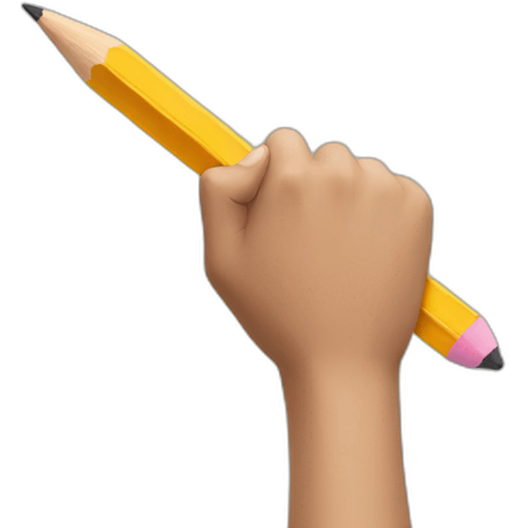 hand holding a big pencil in fist emoji