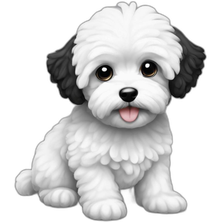 Maltipoo, black and white emoji