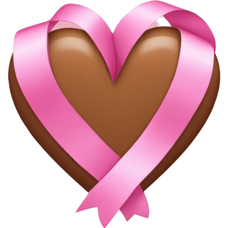 Brown heart with a pink ribbon emoji