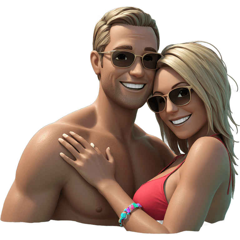 happy couple at the beach emoji