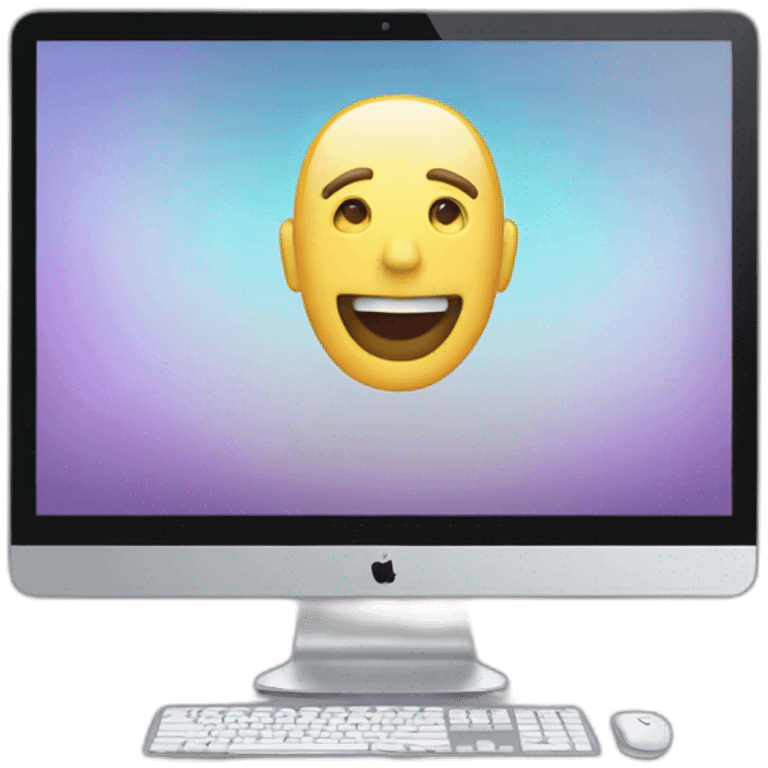 computer with the video call on the screen emoji