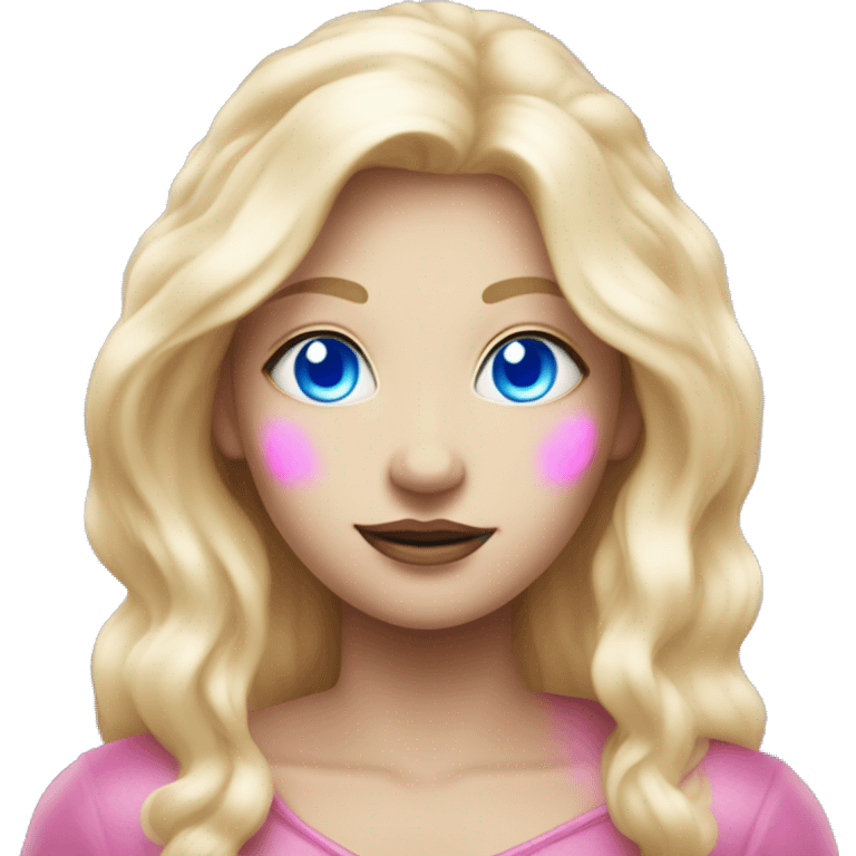 magical diva with thin pink andromedan face long blonde hair and blue eyes glowing third eye emoji