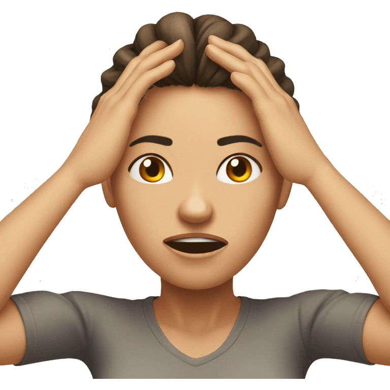 frustrated woman with hands on her head emoji