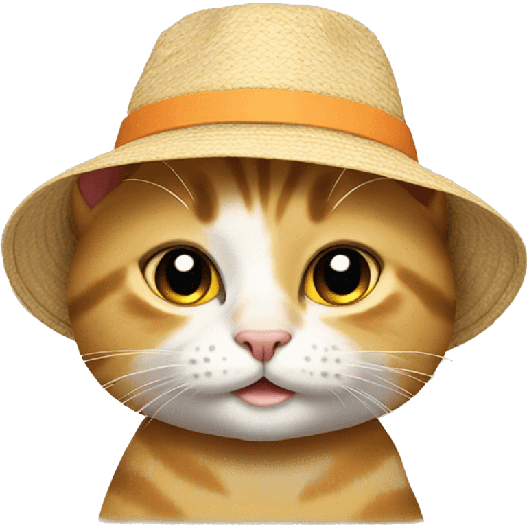 Cat wearing a sun hat emoji