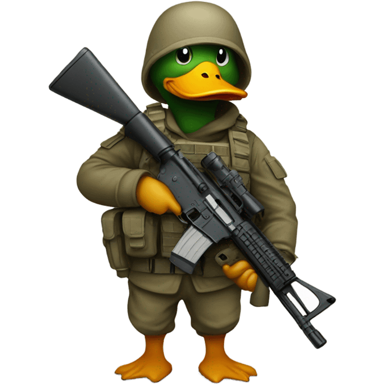 Duck holding riffle in tactical gear emoji