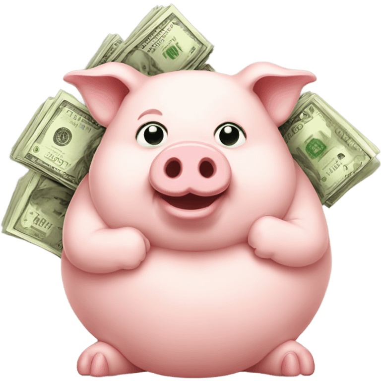 Fat pig holding money emoji