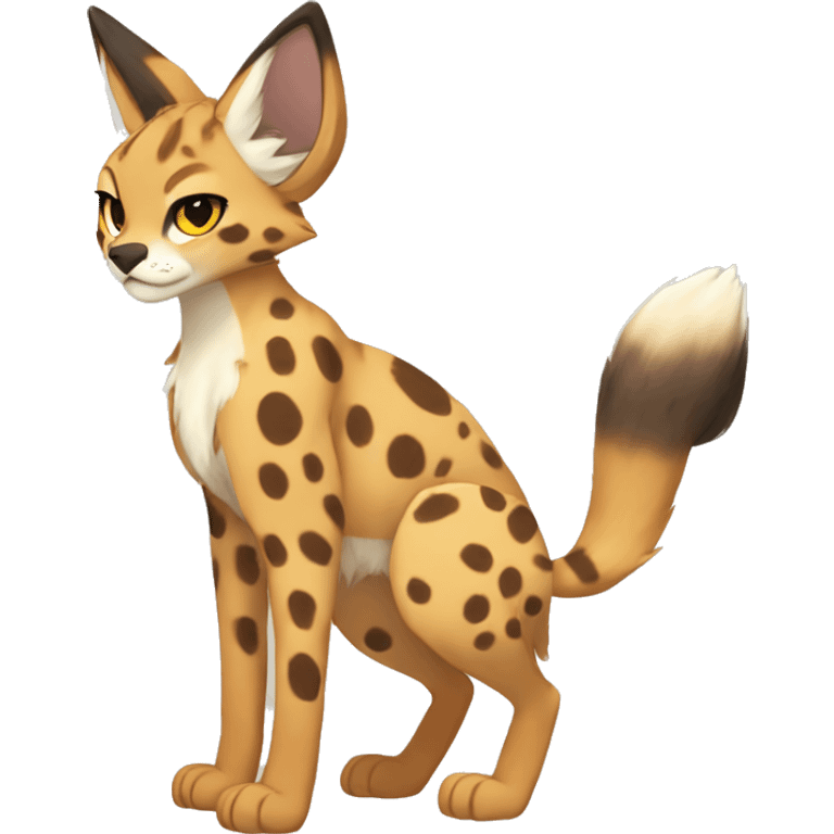 Anthro Beige-Orange-Brown Spotted Fur-Sona-Fakemon Lynx-Caracal-Serval Full Body emoji