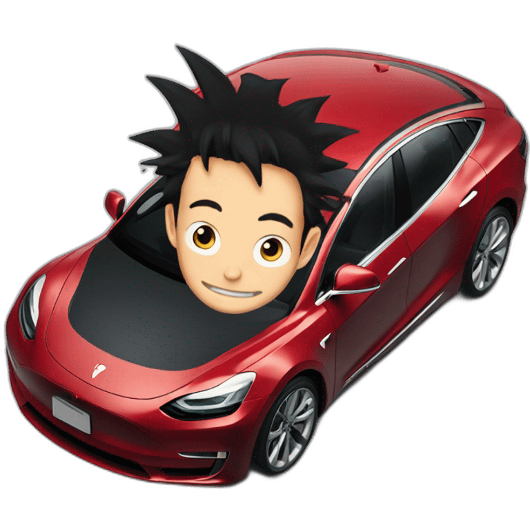 Luffy on tesla car emoji