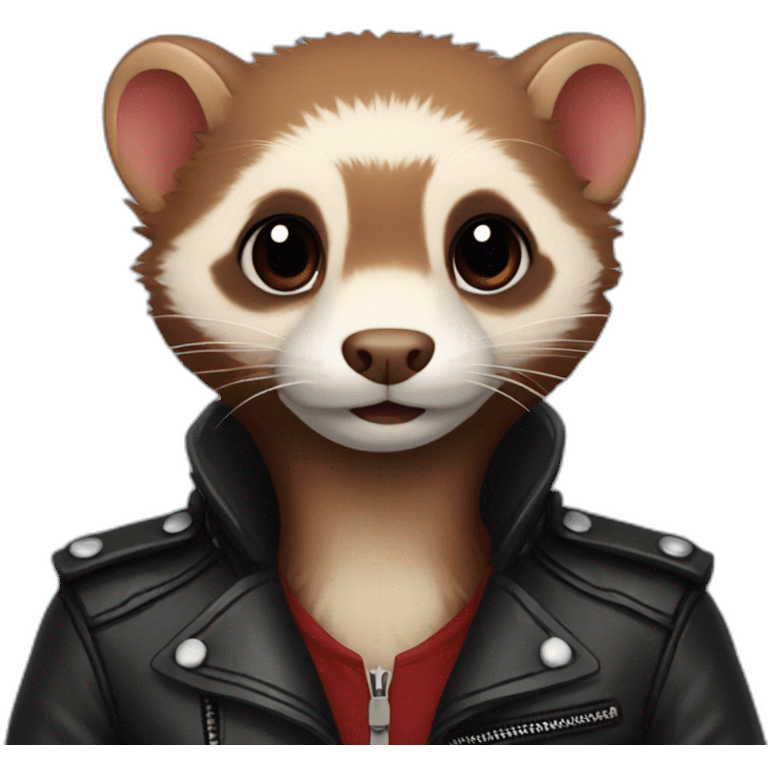 Red ferret wearing leather jacket  emoji