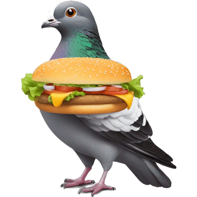 pigeon eating a burger emoji