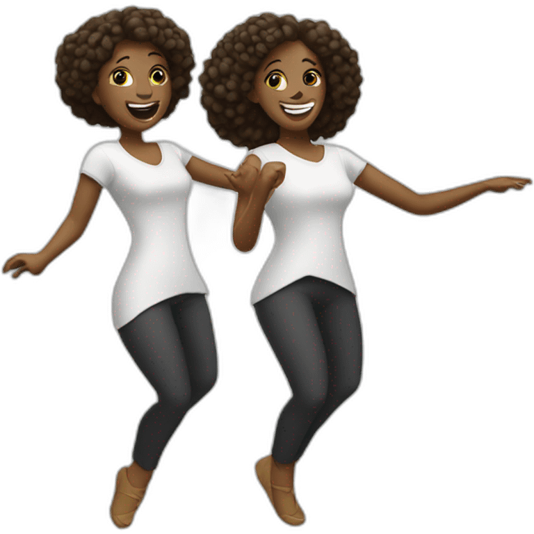 Two white women dancing emoji