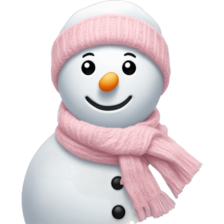 snowman with light pink scarf and light pink buttons emoji