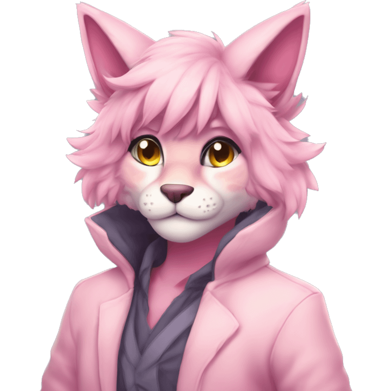 Anthropomorphic Anthro Pastel Pink Sona Lynx-Fakémon Furry Full Body emoji