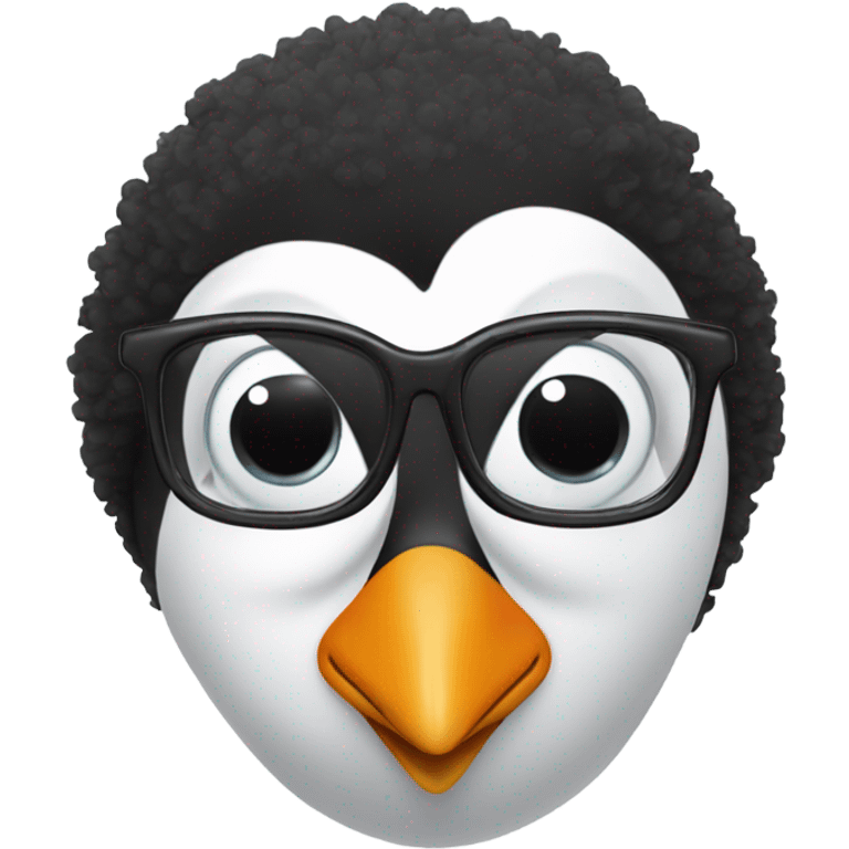 penguin with glasses and an afro  emoji