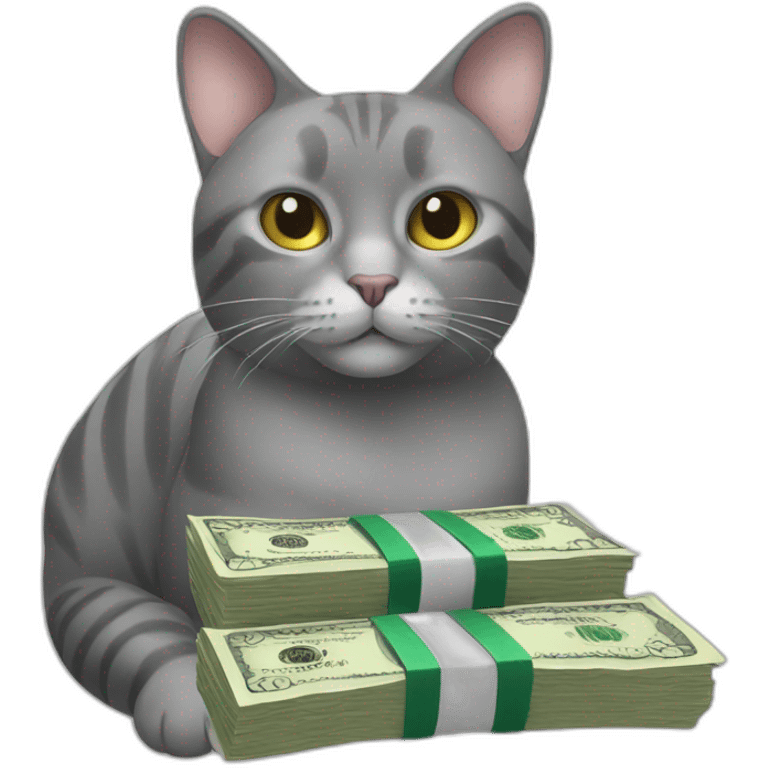 a gray beehive cat with money emoji