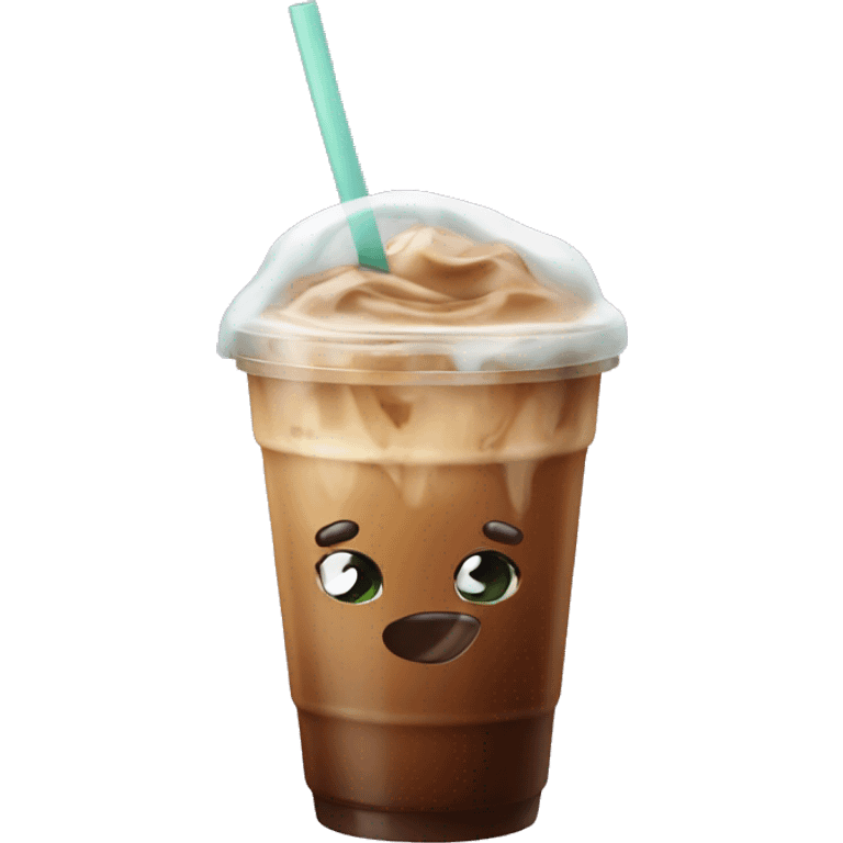 Iced coffee with bow emoji