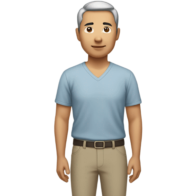 middle aged asian guy with short hair wearing v neck shirt emoji