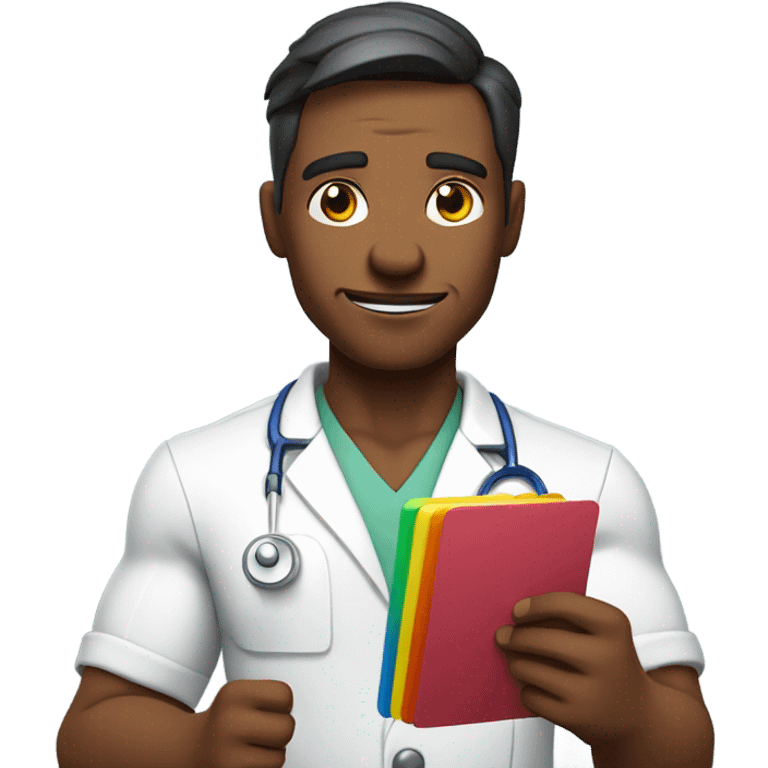 Buff doctor doing flash cards emoji