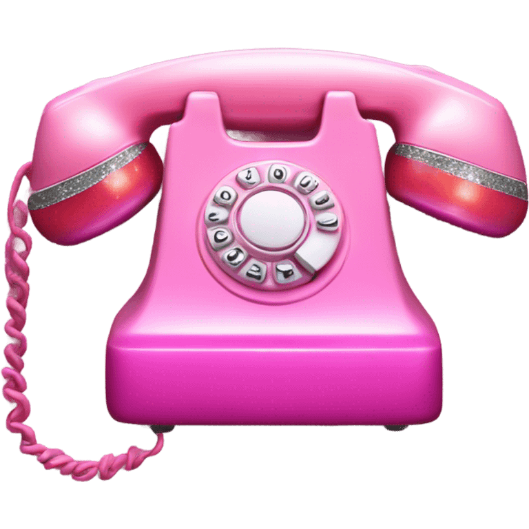 Pink ombre retro phone with glitter  emoji