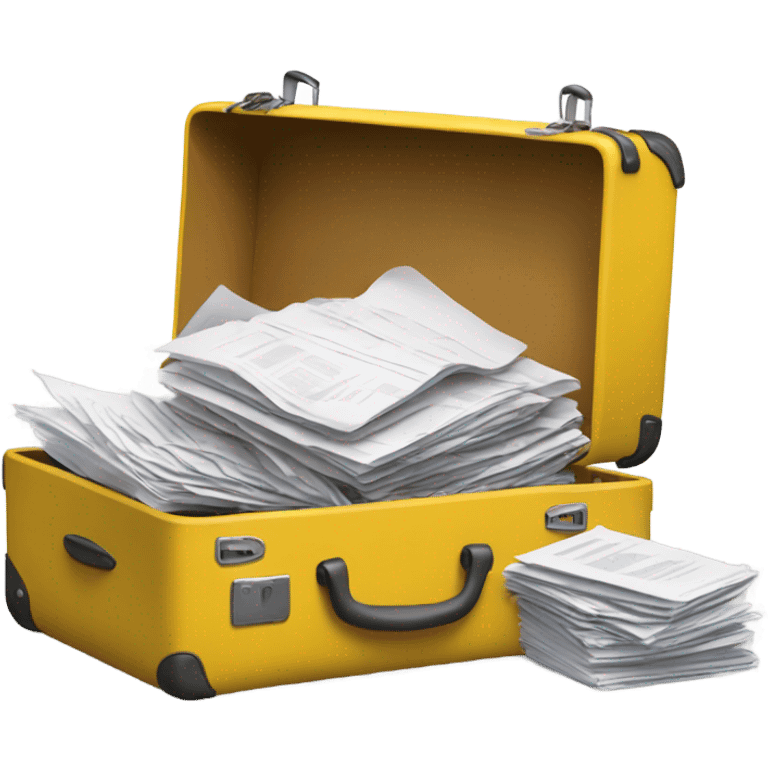 yellow baggage filled with documents emoji