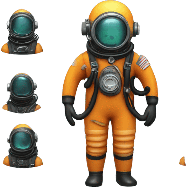 deep sea diver with kirby Morgan helmet rubber diving-suit emoji