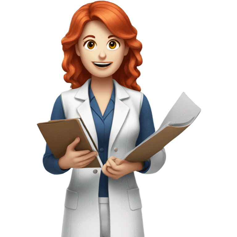 red hair nutritionist delivering a paper emoji