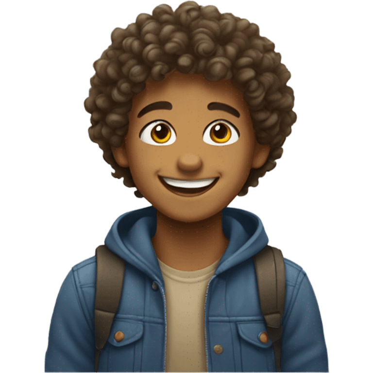 smiling boy with curly hair emoji