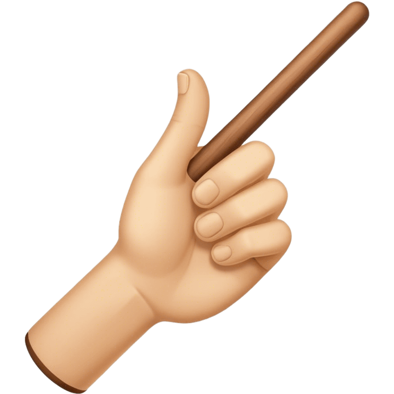 Hand holding Woodstick pointing emoji