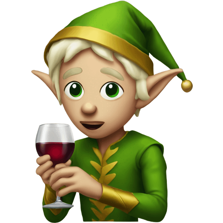 Upset elf drinking wine emoji