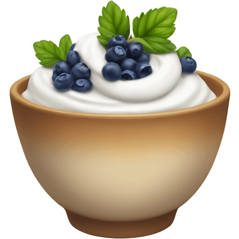 Bowl of skyr topped with Blue Berry, strawberry emoji