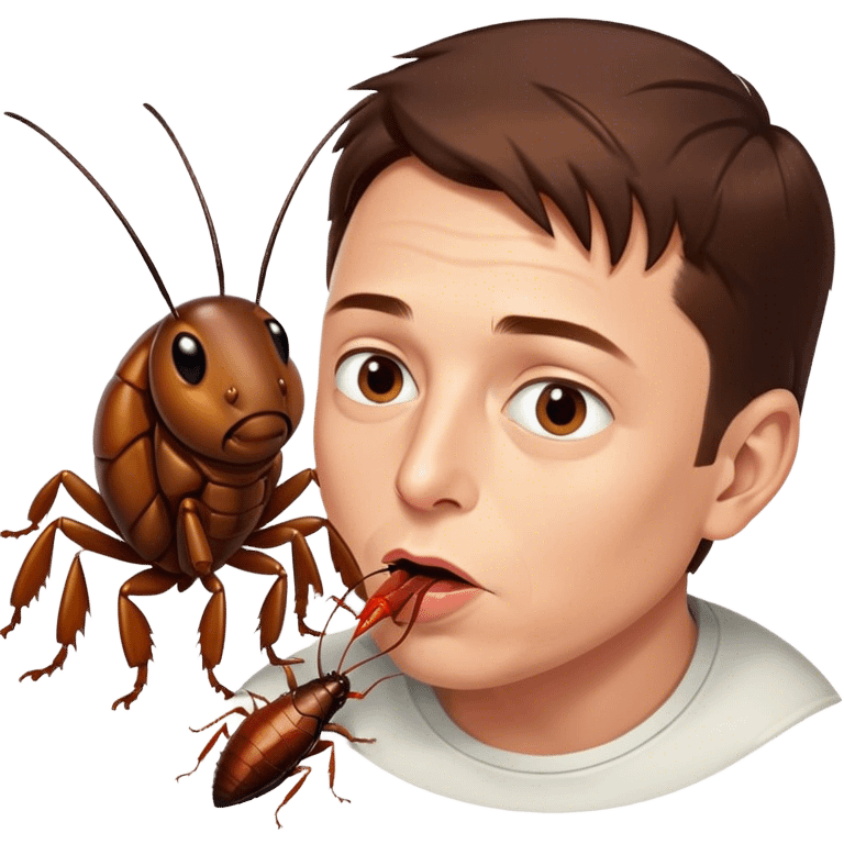 a cockroach kissing elon musk emoji