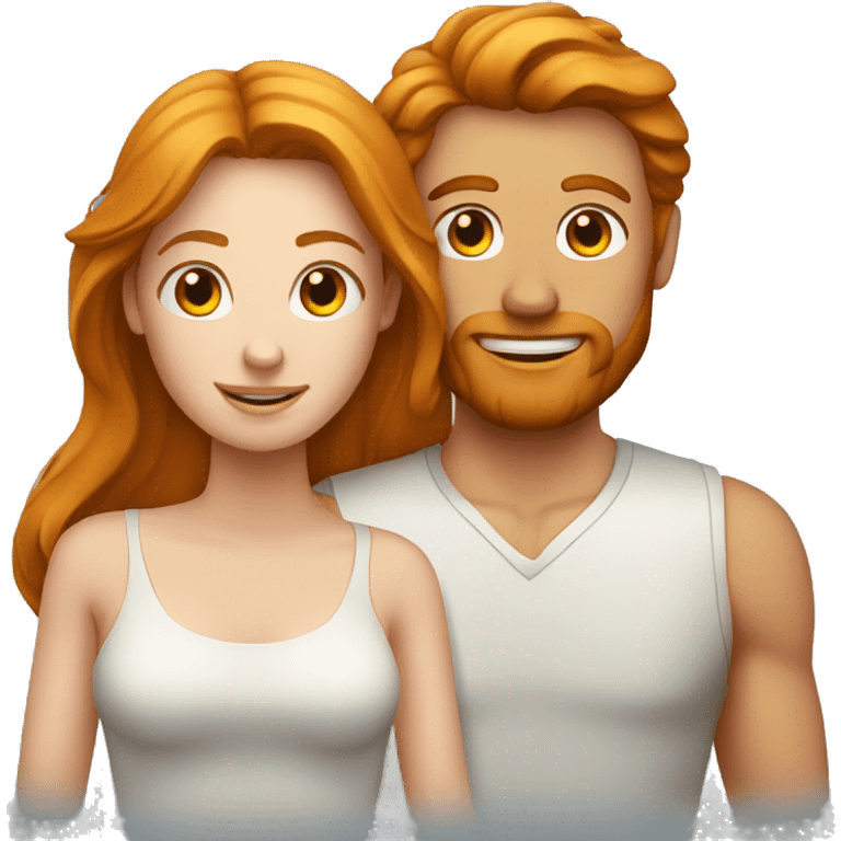 A couple containing a ginger man and a dark long haired girl emoji