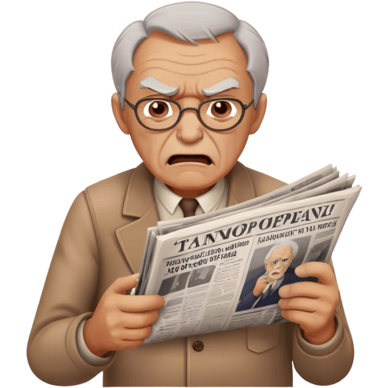  Angry old man with newspaper and phone emoji