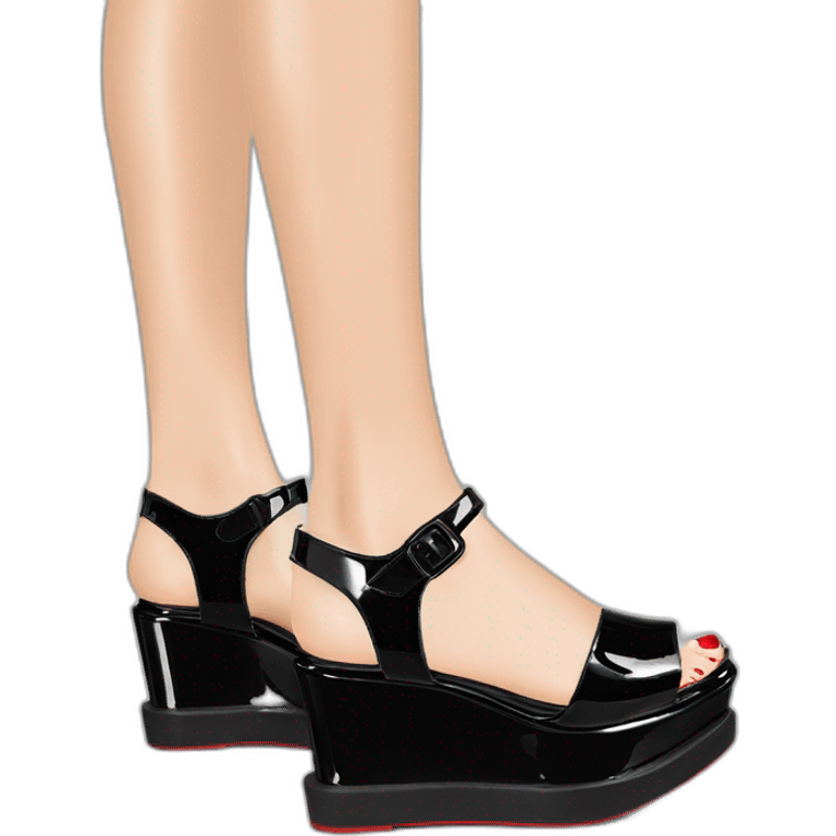 Platform wedges black patent louboutin sandal emoji