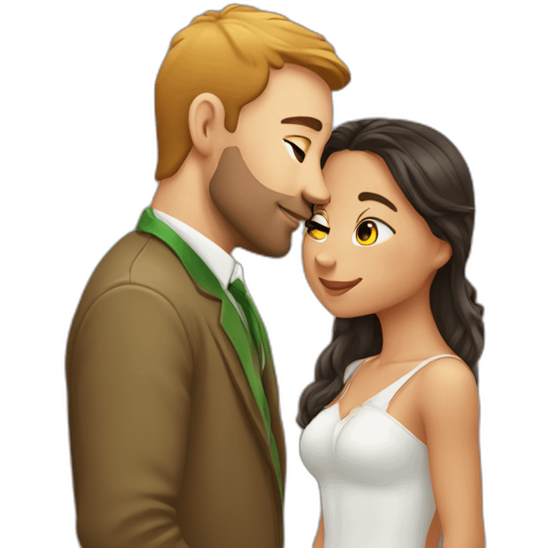 Brazilian girl kissing Irish guy emoji