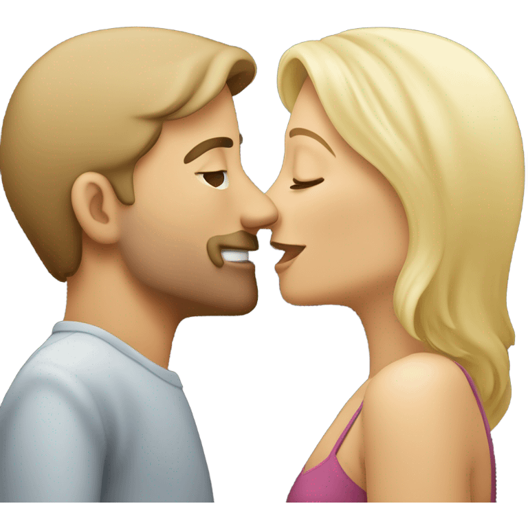 Caucasion male kissing blonde woman  emoji