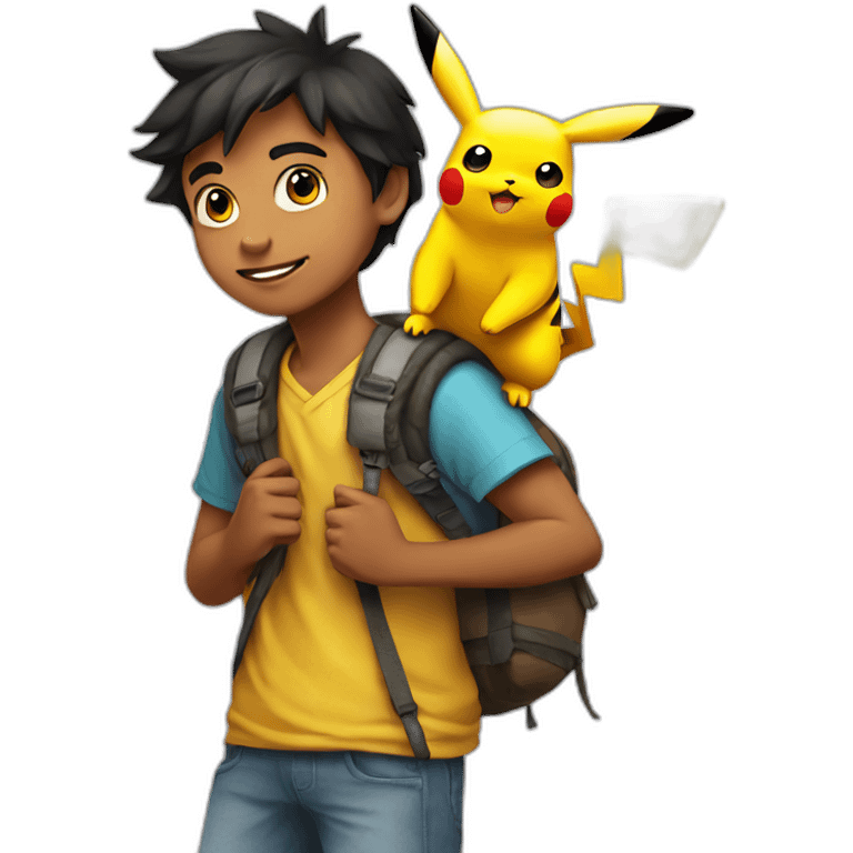 indian teen carrying pikachu on shoulder emoji