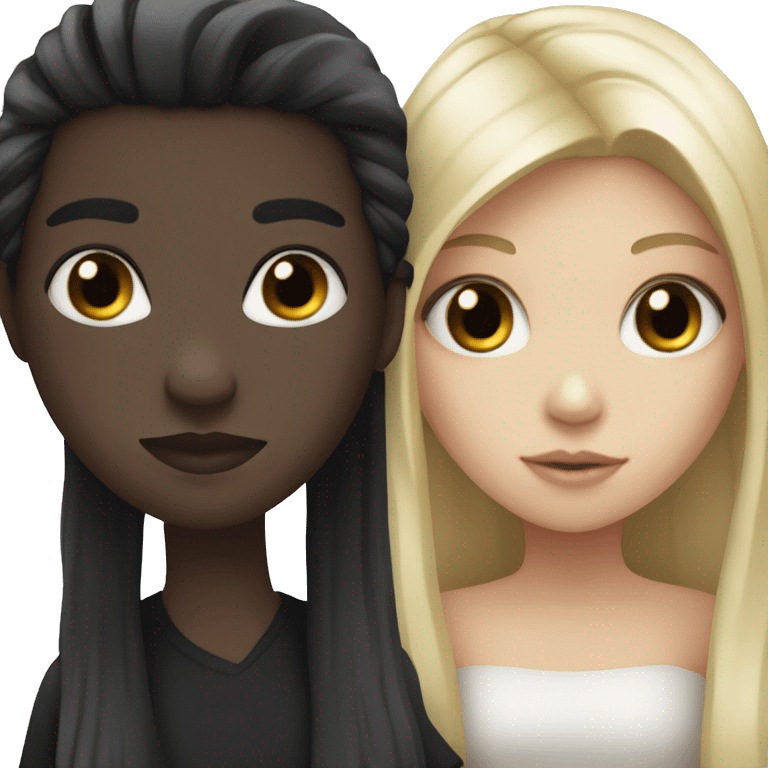 Black heart and Pale girl with long black hair  emoji