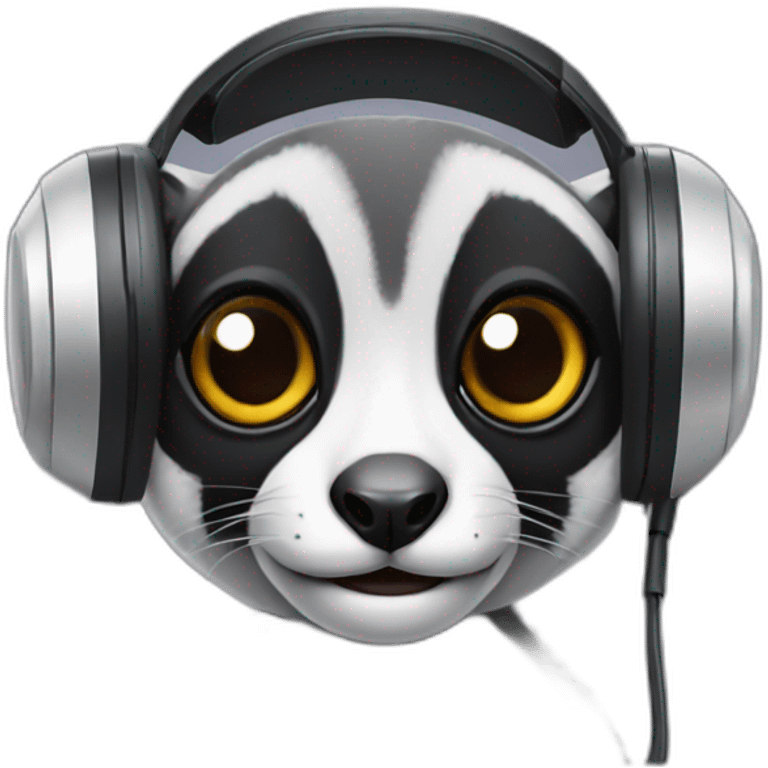 Lemur with gaming headset emoji