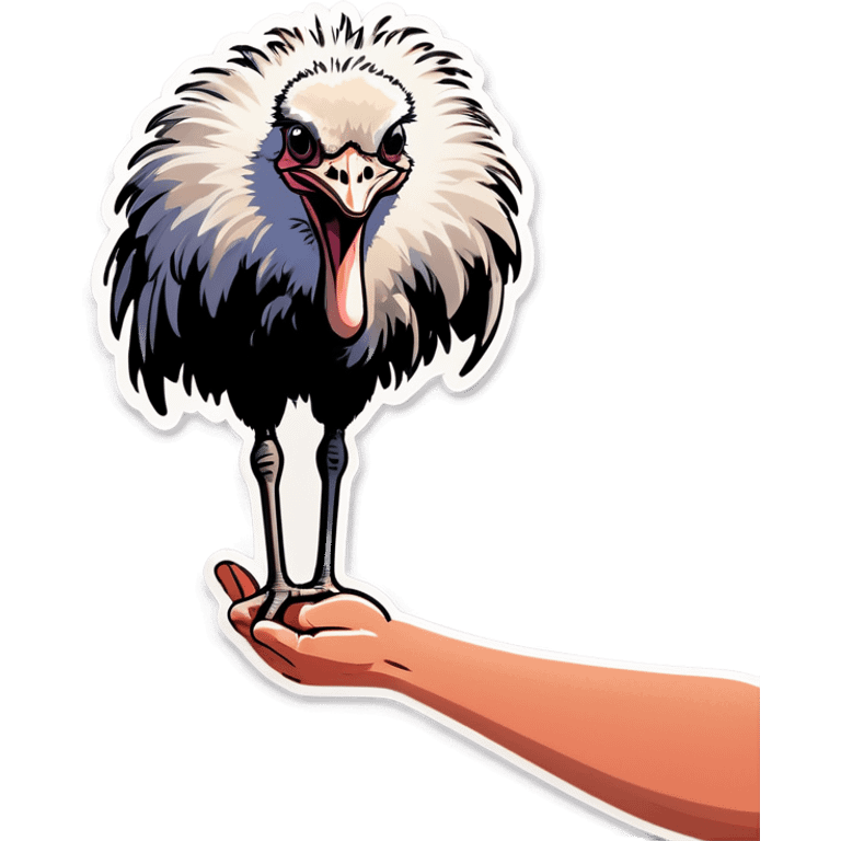 ostrich raising a human hand emoji