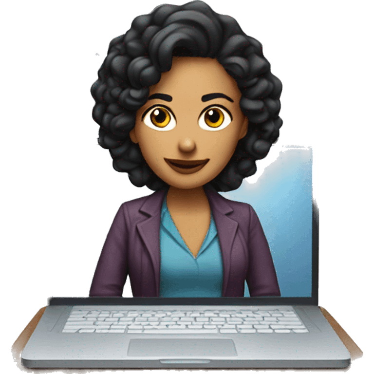 Laura Avila con laptop Mac  emoji